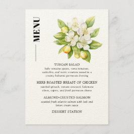 Lemon & Magnolia Floral Citrus Wedding Menükarte