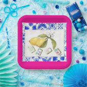Lemon mahjong fuchsia pappteller (Party)