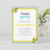 Lemon Main Squeeze Blue Brautparty Einladung (Stehend Vorderseite)