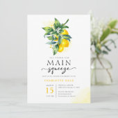 Lemon Main Squeeze Brautparty Einladung (Stehend Vorderseite)