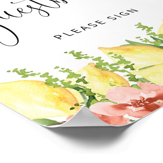 Lemon Main Squeeze Brautparty Guest Book Poster (Ecke)