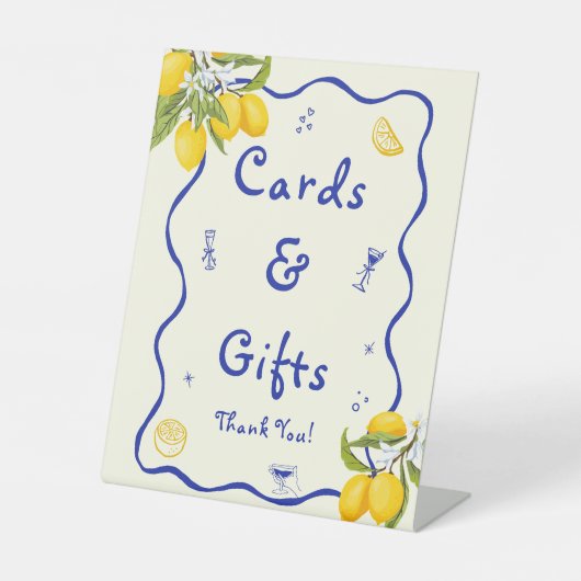 Lemon Main Squeeze Brautparty Karten und Geschenke Sockelschild (Vorderseite)