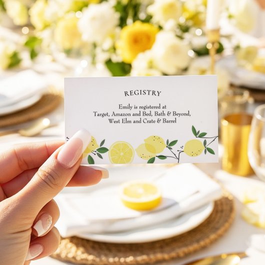 Lemon Main Squeeze Brautparty Registrierungskarte Visitenkarte