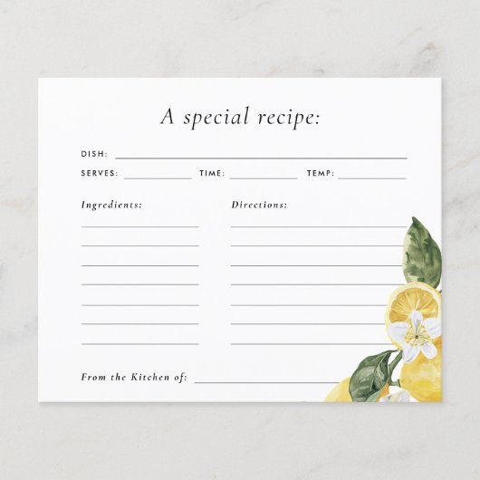 Lemon Main Squeeze Brautparty Rezept Card (Vorderseite)