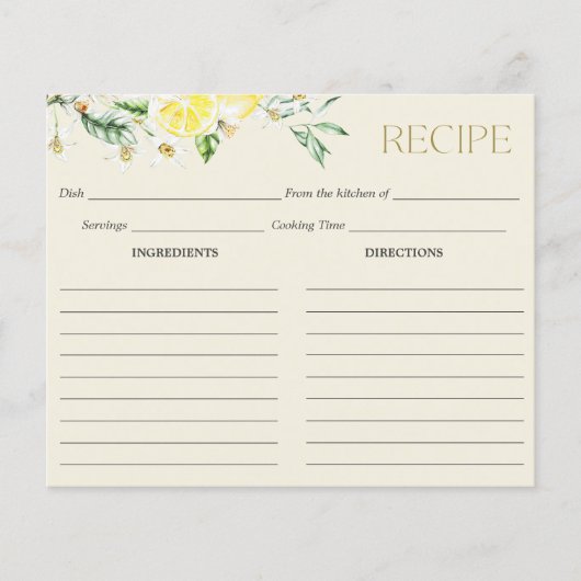 Lemon Main Squeeze Brautparty Rezept Card (Vorderseite)