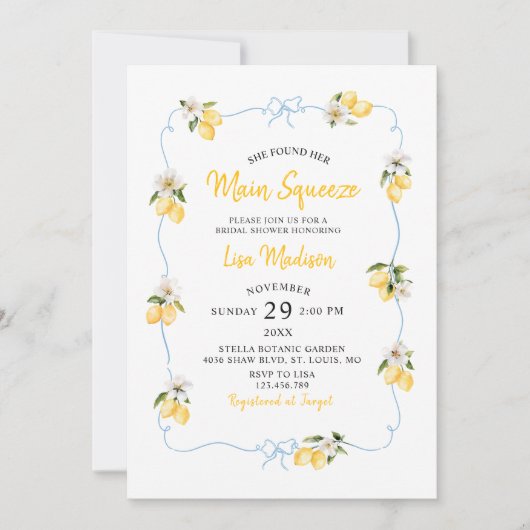 Lemon main squeeze Bridal shower invitation Einladung (Vorderseite)