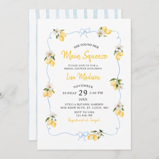 Lemon main squeeze Bridal shower invitation Einladung (Vorne/Hinten)