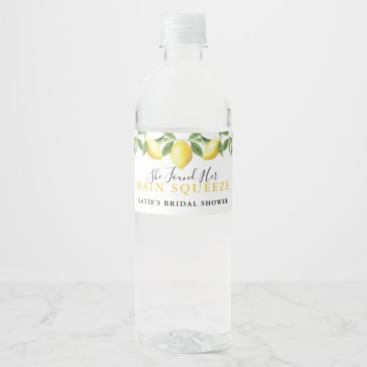 Lemon Main Squeeze Bridal Shower Wedding Favor Wasserflaschenetikett (Vorderseite)