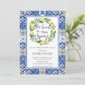 Lemon Main Squeeze mediterranes Brautparty Einladung (Stehend Vorderseite)