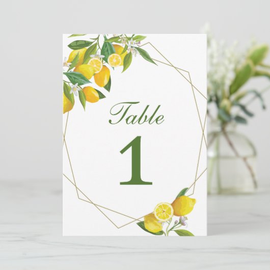 Lemon Main Squeeze Tischnummer Card (Stehend Vorderseite)