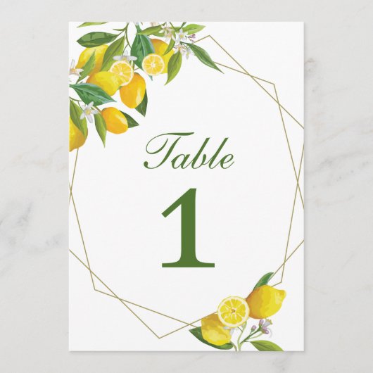 Lemon Main Squeeze Tischnummer Card (Vorderseite)