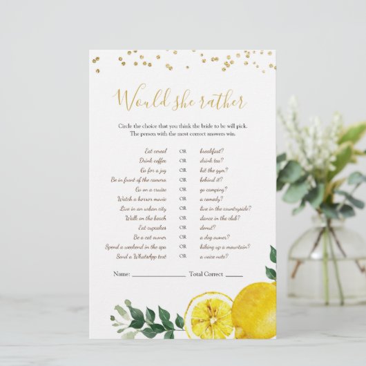 Lemon Main Squeeze würde sie lieber Spiele (Stehend Vorderseite)