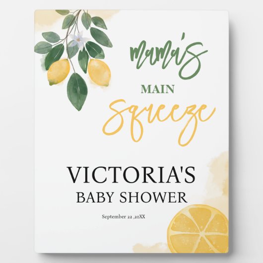 Lemon Mamas Haupt Squeeze Baby Shower Plaque Fotoplatte (Vorderseite)