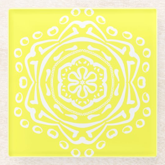 Lemon Mandala Glasuntersetzer (Vorderseite)