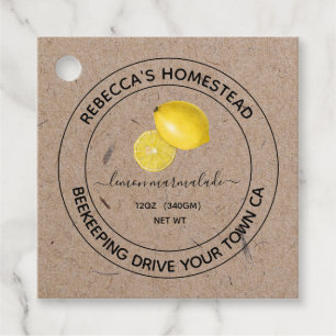 Lemon Marmalade Kraft Papier Canning Jar Labels