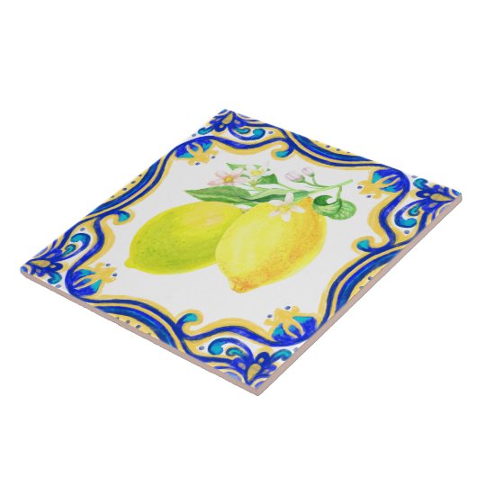 Lemon Mediteran Gelb Blau Fliese (Seite)