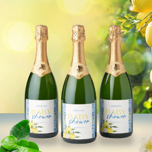 Lemon Mediterrane Babydusche Sparkling Wasser Schaumweinetikett