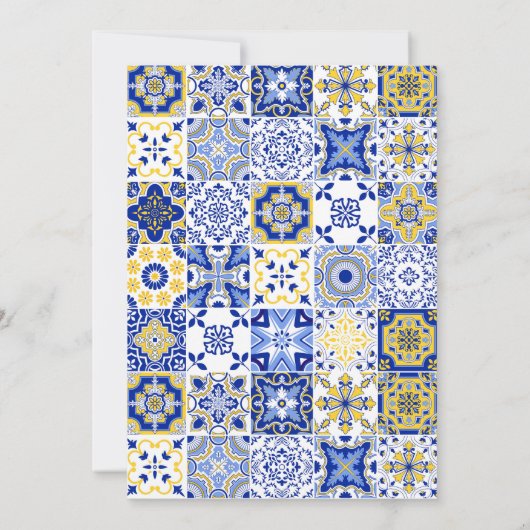 Lemon Mediterrane Blue Tiles Baby Dusche Einladung (Rückseite)