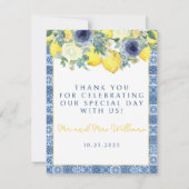 Lemon Mediterrane Foto Hochzeit danke Ihnen Karten (Rückseite)