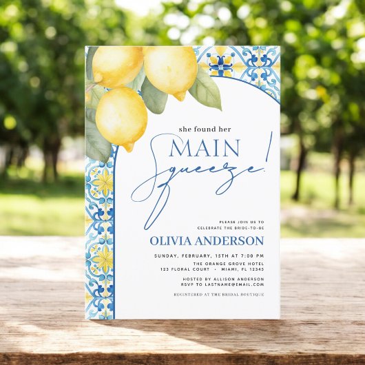 Lemon Mediterrane Hauptpresse Brautparty Einladung