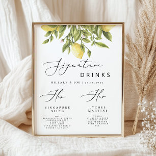 Lemon Mediterrane Hochzeitssignaturgetränke Poster