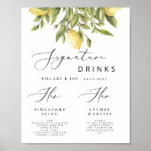Lemon Mediterrane Hochzeitssignaturgetränke Poster (Vorne)
