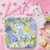 Lemon Mediterrane Tile Blau und Gelb Pappteller (Party)