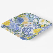 Lemon Mediterrane Tile Blau und Gelb Pappteller (Gewinkelt)