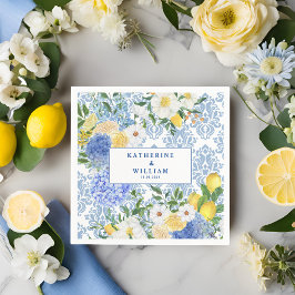 Lemon Mediterrane Tile Blau und Gelb Serviette
