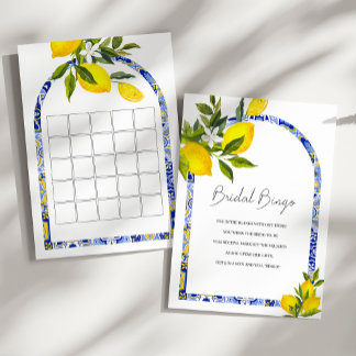 Lemon Mediterranean Bingo Brautparty Game Card Einladung