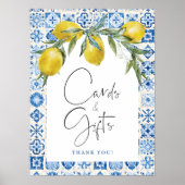 Lemon Mediterranean Blue Tile Cards Geschenkposter Poster (Vorne)
