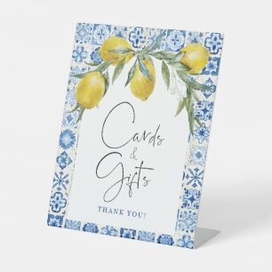 Lemon Mediterranean Blue Tile Cards Schild