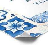 Lemon Mediterranean Blue Tile Mimosa Bar Poster (Ecke)