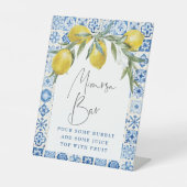 Lemon Mediterranean Blue Tile Mimosa Bar Sign Sockelschild (Vorderseite)