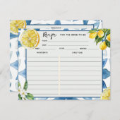 Lemon Mediterranean Blue Tile | Rezeptkarten Einladung (Vorne/Hinten)