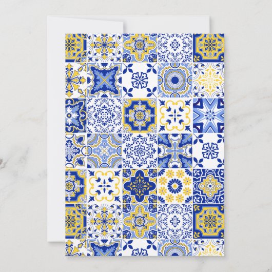 Lemon Mediterranean Blue Tiles Engagement Party Einladung (Rückseite)