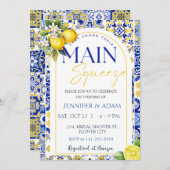 Lemon Mediterranean Blue Tiles Main Squeeze Einladung (Vorne/Hinten)