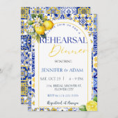 Lemon Mediterranean Blue Tiles Probe Dinner Einladung (Vorne/Hinten)