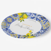 Lemon Mediterranean Boho Arch Baby Dusche Pappteller (Schrägansicht)