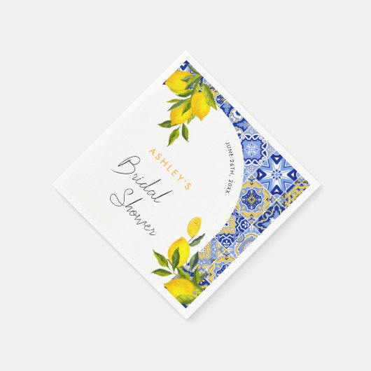 Lemon Mediterranean Boho Arch Brautparty Serviette (Ecke)