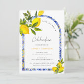 Lemon Mediterranean Boho Arch Celebration Einladung (Stehend Vorderseite)