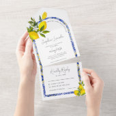 Lemon Mediterranean Boho Arch Wedding All In One Einladung (Abreißen)
