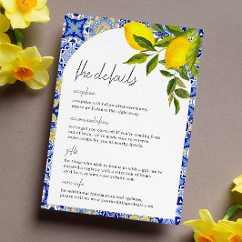Lemon Mediterranean Boho Arch Wedding Details Card Begleitkarte