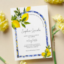 Lemon Mediterranean Boho Arch Wedding Einladung