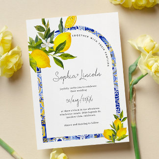 Lemon Mediterranean Boho Arch Wedding Einladung