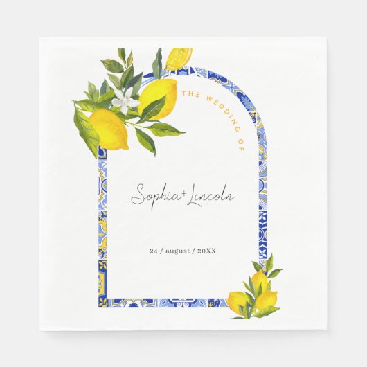 Lemon Mediterranean Boho Arch Wedding Serviette (Vorderseite)