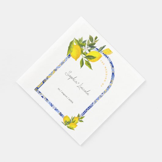 Lemon Mediterranean Boho Arch Wedding Serviette (Ecke)