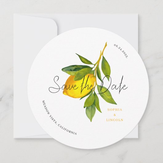Lemon Mediterranean Boho Save the Date Card (Vorderseite)