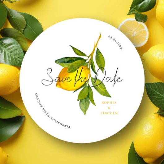 Lemon Mediterranean Boho Save the Date Card