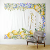 Lemon Mediterranean Bridal Shower Backdrop Photo Wandteppich (Beispiel (Horizontal))